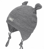 Czapka merino, dla chłopczyka, przejściowa, Tito, szara, 42-46 cm