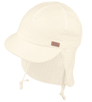 Kapelusz dla dziecka, czapka safari, z muślinu, kremowa, Leviatto, 46-49 cm