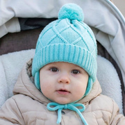 Czapka z wełny merino, wiązana, dla chłopca, na zimę, Hagne, 44-48 cm