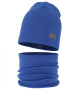 Czapka i komin dla chłopca, komplet wiosenny jesienny, Zrifer, chabrowy, 52-54 cm