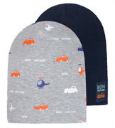 Czapka wiosenna jesienna dla chłopca, szary+granat, Bon Vayage, 46-50 cm