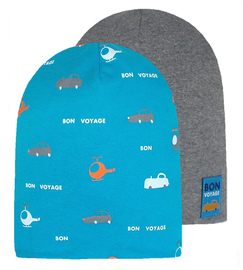 Czapka wiosenna jesienna dla chłopca, turkus+szary, Bon Vayage , 44-46 cm