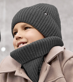 Komplet zimowy dla chłopca, czapka i komin, Clinton, szary, 52-56 cm