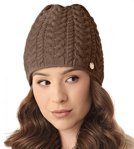Czapka zimowa, damska, Wennis, brązowy, 55-57 cm