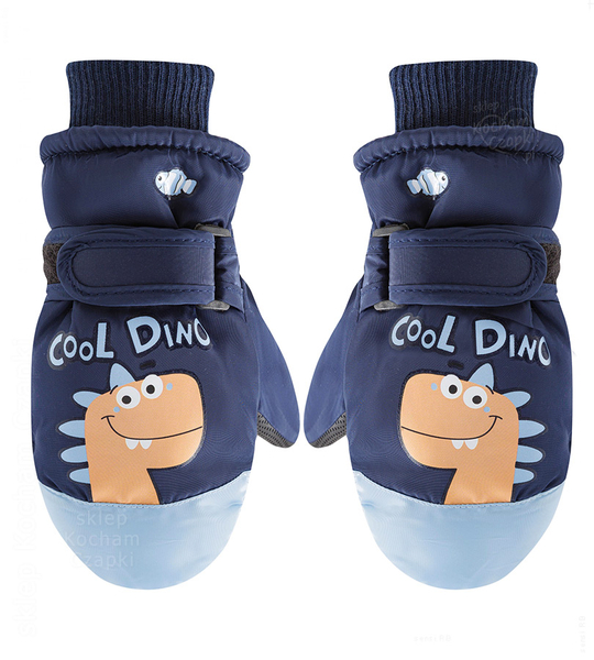 Rękawiczki wodoodporne dla chłopca, ocieplone futerkiem, RN028, granatowe, rozm. 4-6 lat