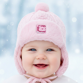 Czapka Pentliczek usztaka z futerkiem  rozm. 42-45 cm