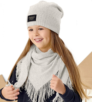Czapka i chusta dla dziewczynki, na wiosnę / jesień, dzianina, Avanoa, szary perłowy, 54-56 cm