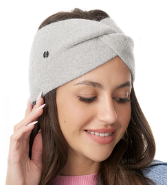 Opaska damska, zimowa, angora, Sioma, szara (9005) , 54-58 cm