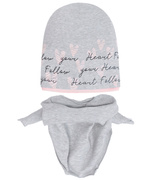 Komplet wiosenny-jesienny, czapka i chustka dla dziewczynki, szary, Follow You, 47-50 cm