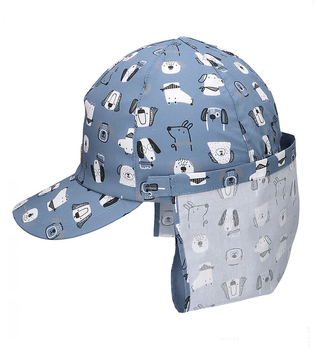 Czapka z daszkiem dla dziecka, UV i ochrona karku dla chłopca, Ferguson, niebieski, 46-48 cm