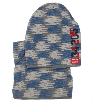 Komplet wiosenny/jesienny dla chłopca, czapka i komin, szary, Kuba, 48-52 cm