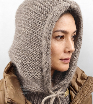 Komin z kapturem, kaptur damski, Valdia, szary, 54-60 cm