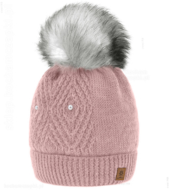 Zimowa czapka damska, Rosel Woolk, z dodatkiem wełny, brudny róż, 54-56 cm