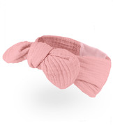 Opaska na głowę dla dziewczynki, muślinowa, różowa, 40-46 cm