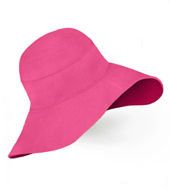 Kapelusz damski z dużym rondem, lniany na lato, S22-05, amarantowy, (100% len), 55-56 cm