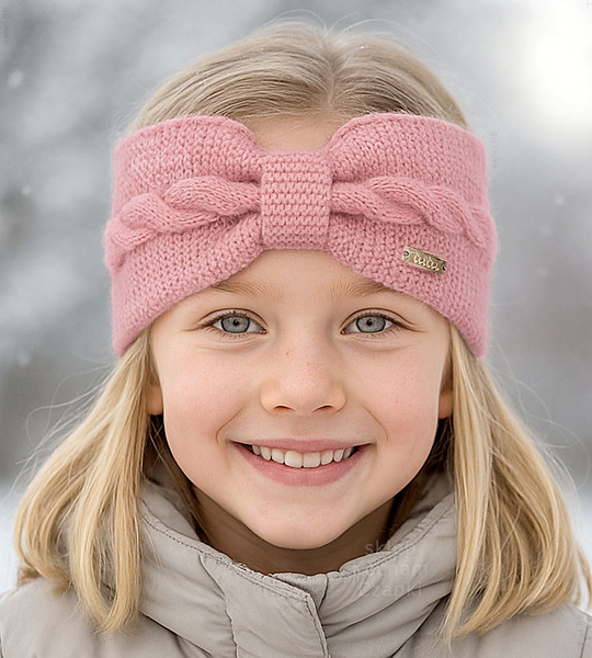 Opaska z wełna merino i kaszmiru dla dziewczynki, Venicia, różowy, 50-53 