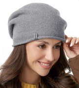 Czapka wełniana damska, zimowa/jesienna, Gabbela, szary melanż, 57-61 cm