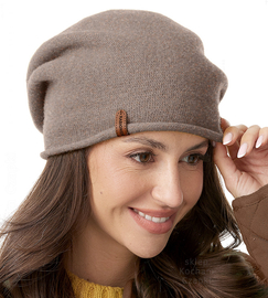 Czapka wełniana damska, zimowa/jesienna, Gabbela, beżowy ciemny melanż, 56-60 cm