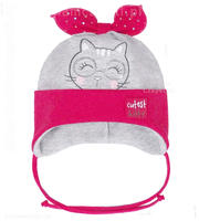 Wiązana czapeczka bawełniana wiosenna/jesienna, Cutest Kitty dla dziewczynki rozm. 38-41cm
