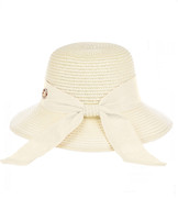 Kapelusz damski na lato, ze średnim rondem, kremowy, 55-57 cm