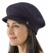Damski kaszkiet na zimę, czapka z daszkiem Revna, granatowo-czarny melanż, 56-59 cm