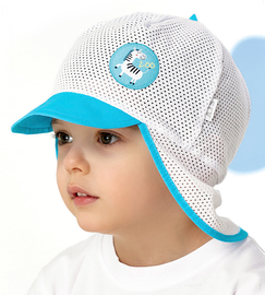 Czapka z daszkiem dla chłopca, z siateczki, Rojan, biały + turkus, 49-51 cm