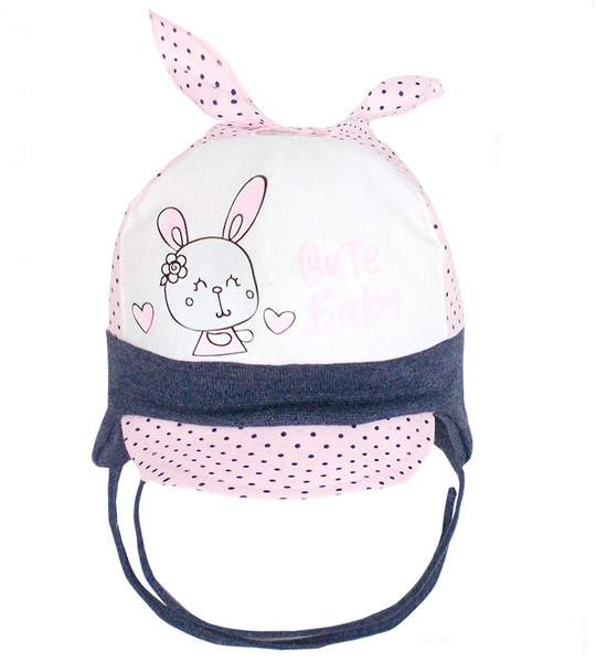 Czapka na lato dla dziewczynki, otwór na kucyk, Cute Baby, rozm. 43-46 cm
