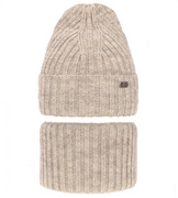 Komplet zimowy dla dziewczynki, czapka i komin, Laventine, beżowy (04),  50-52 cm