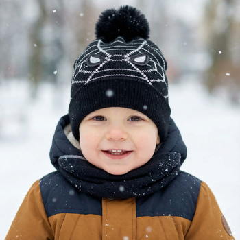 Czapka dla chłopca, Spiderman, podszyta futerkiem, czarny,  44-48 cm