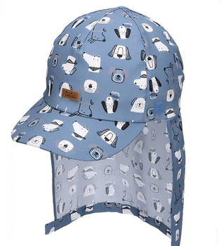 Czapka z daszkiem dla dziecka, UV i ochrona karku dla chłopca, Ferguson, niebieski, 46-48 cm