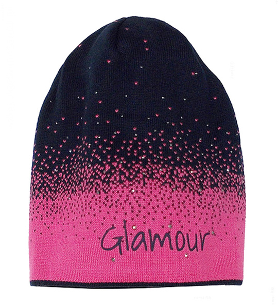 Czapka wiosenna-jesienna dla dziewczynki, Pascuala, róż+granat, 48-52 cm