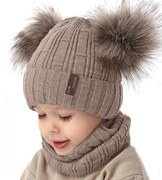 Czapka zimowa z kominem dla chłopca, komplet  Bantoe, beżowy, 50-53 cm