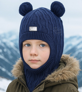 Kominiarka 100% merino dla chłopca, Jurgin, granatowa, 46-50 cm