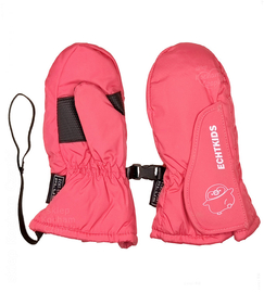 Rękawiczki dla dziewczynki ocieplane, wodoodporne z rzepem i gumkami, C066, koralowe, wiek 3-4 lata