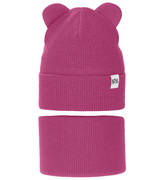 Komplet wiosenny/jesienny dla dziewczynki, czapka i komin, róż ciemny, Jakra, 48-50 cm