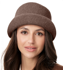 Kapelusz damski zimowy, wełniany, Demeter, brązowy, 55-57 cm