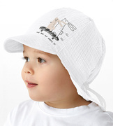 Czapka z muślinu na lato dla chłopca, safari, So happy, biała, 48-50 cm