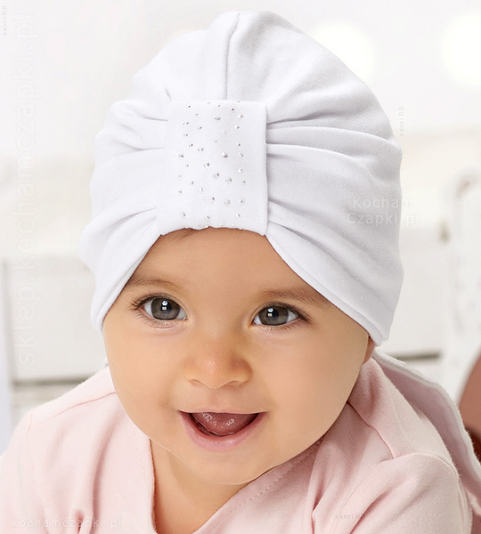 Elegancka czapka dla dziewczynki, turban, amarant, Naboo, 48-50 cm