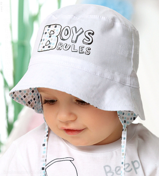 Kapelusz dla chłopca, na lato, Boys Rules, biały, 46-48 cm