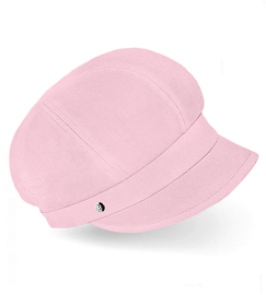 Czapka damska z lnu na lato, z daszkiem, Laura, różowa, 56-60 cm