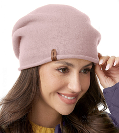 Czapka wełniana damska, zimowa/jesienna, Gabbela, różowy brudny, 57-61 cm