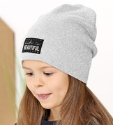 Czapka wiosenna/jesienna, młodzieżowa/damska, prążek, Bonica, jasny szary, 49-51 cm