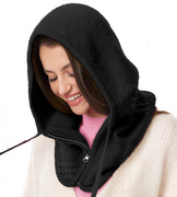 Komin z kapturem damski, kominiarka damska, angora i wiskoza, Farina, czarny, obw. 55-60 cm