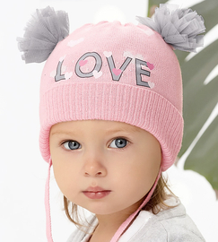 Czapka wiosenna/jesienna dla dziewczynki, różowa, Balbina, 40-44 cm