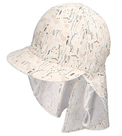 Czapka safari dla dziewczynki, wiązana, filtr UV+30, Pollia, kremowy, 50-52 cm