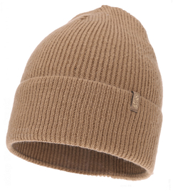 Czapka damska z wełną merino, Hattoe, karmelowa, 55-58 cm