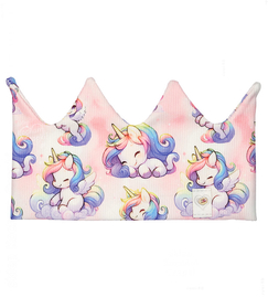 Opaska dla dziewczynki, korona z jednorożcami, na głowę/uszy, Tilmio, różowa, 46-50 cm