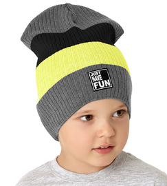 Czapka wiosenna-jesienna dla chłopca, szary+żółty, Jonah, 49-53 cm