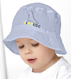 Kapelusz dla chłopca na lato, muślinowy, Finari, niebieski, 53-55 cm