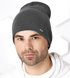 Czapka zimowa męska, Vuras, szary ciemny, 56-60 cm